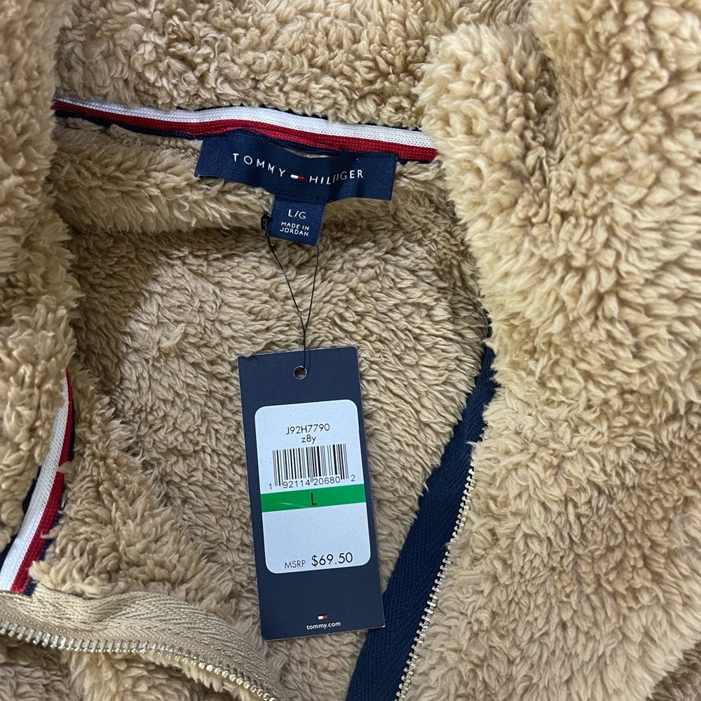 New Tommy Hilfiger Fur Full Zip Vest Size Large Polyester Winter - Picture 3 of 6